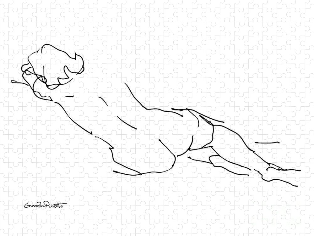 Female Jigsaw Puzzle featuring the drawing Nude Female Drawings 9 by Gordon Punt
