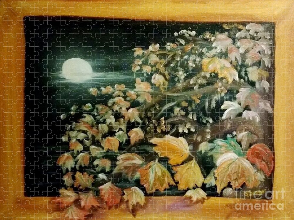 Nuit Jigsaw Puzzle featuring the painting Nuit d'automne by Tatiana Sragar