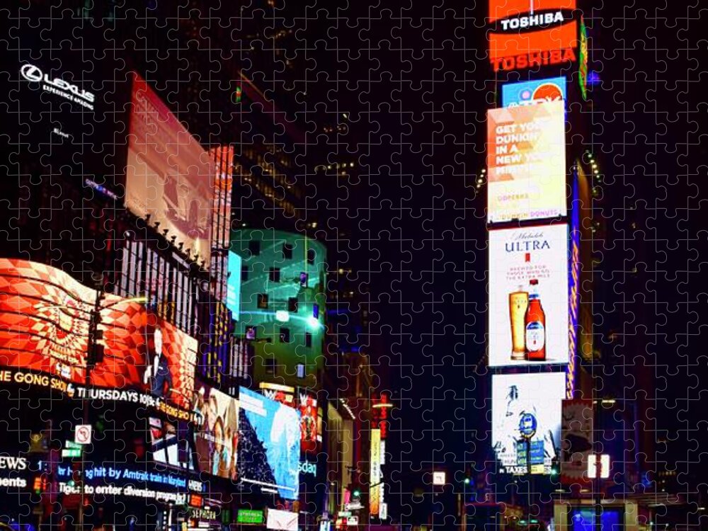 City Jigsaw Puzzle featuring the photograph Broadway-Times Square@Night by Bnte Creations
