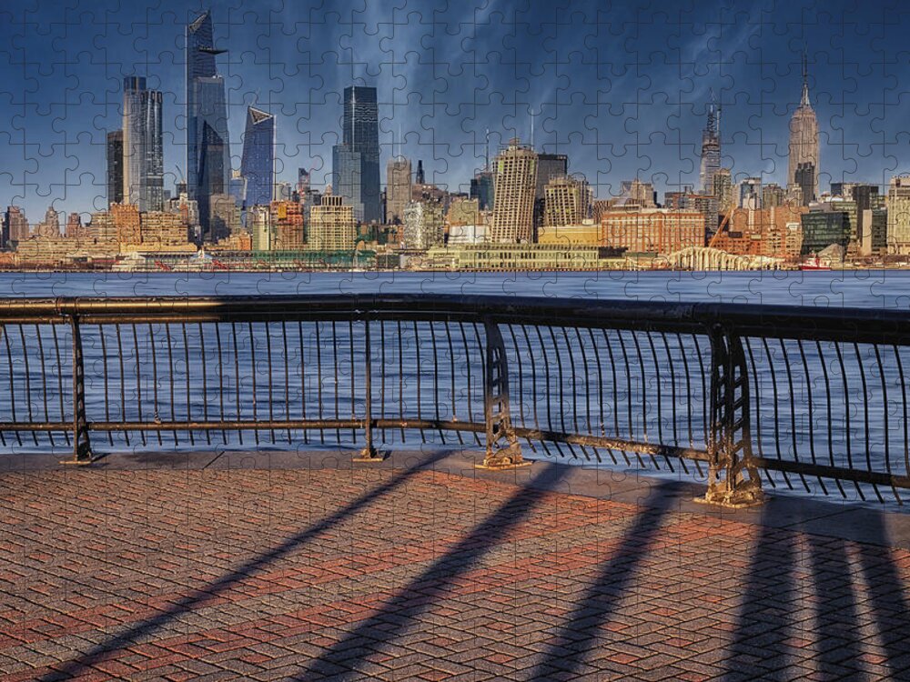 Nyc Skyline Jigsaw Puzzle featuring the photograph NYC Empire State Hudson Yards by Susan Candelario