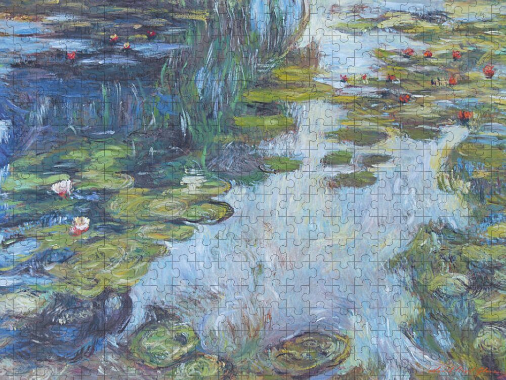 Giverny Jigsaw Puzzle featuring the painting Nympheas Patterns by David Lloyd Glover