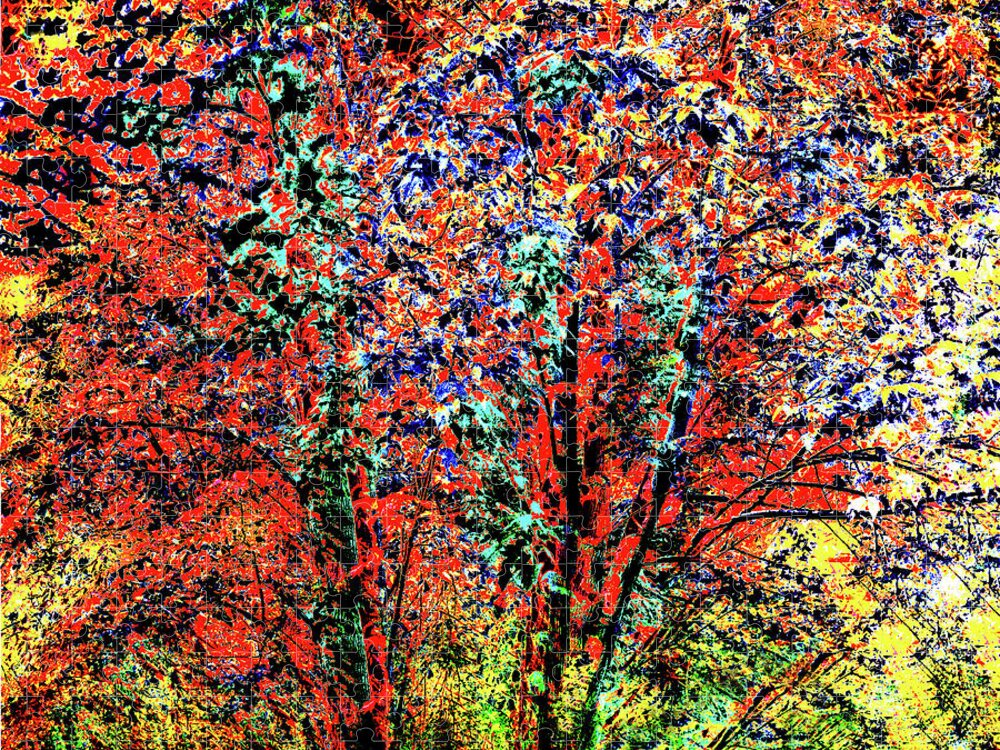Joe Hoover Jigsaw Puzzle featuring the digital art Oak Creek Canyon Fall Tree by Joe Hoover