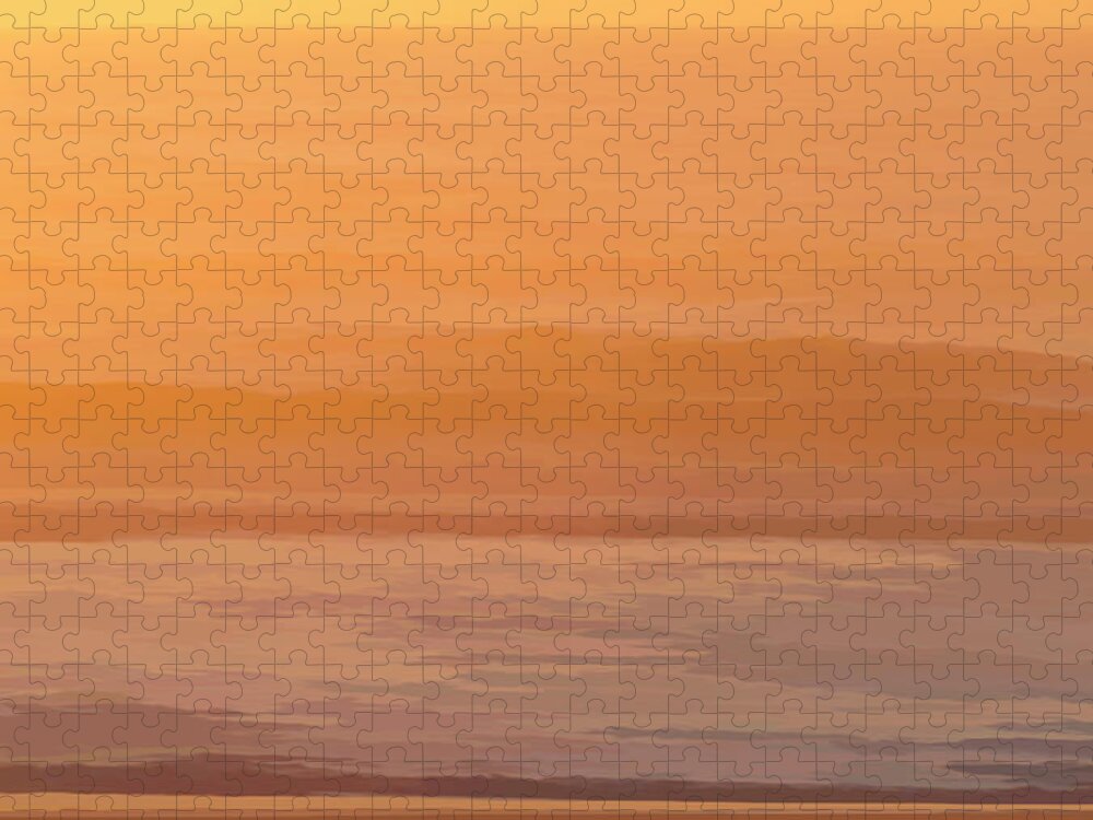 Orange Jigsaw Puzzle featuring the photograph Ocean Sunset Abstract by Lindley Johnson
