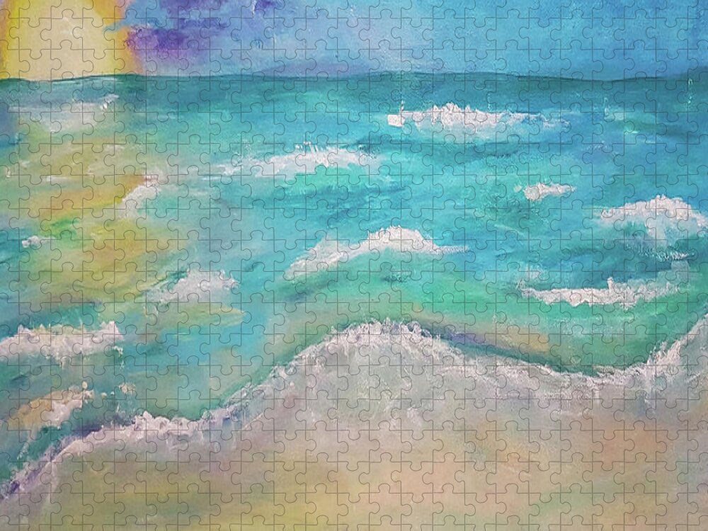 Realism Jigsaw Puzzle featuring the painting Ocean View v1 by Rose Lewis
