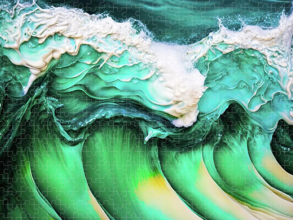 Waves Jigsaw Puzzle featuring the digital art Ocean Waves 03 by Matthias Hauser