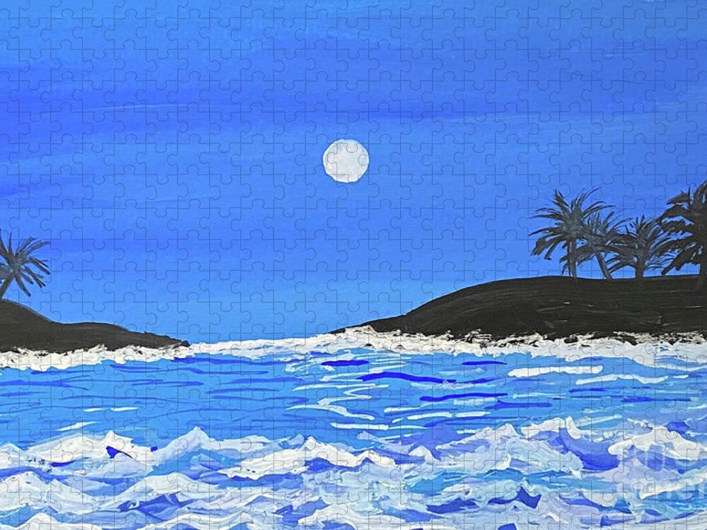 Waves Jigsaw Puzzle featuring the painting Ocean Waves in Gouache by Lisa Neuman