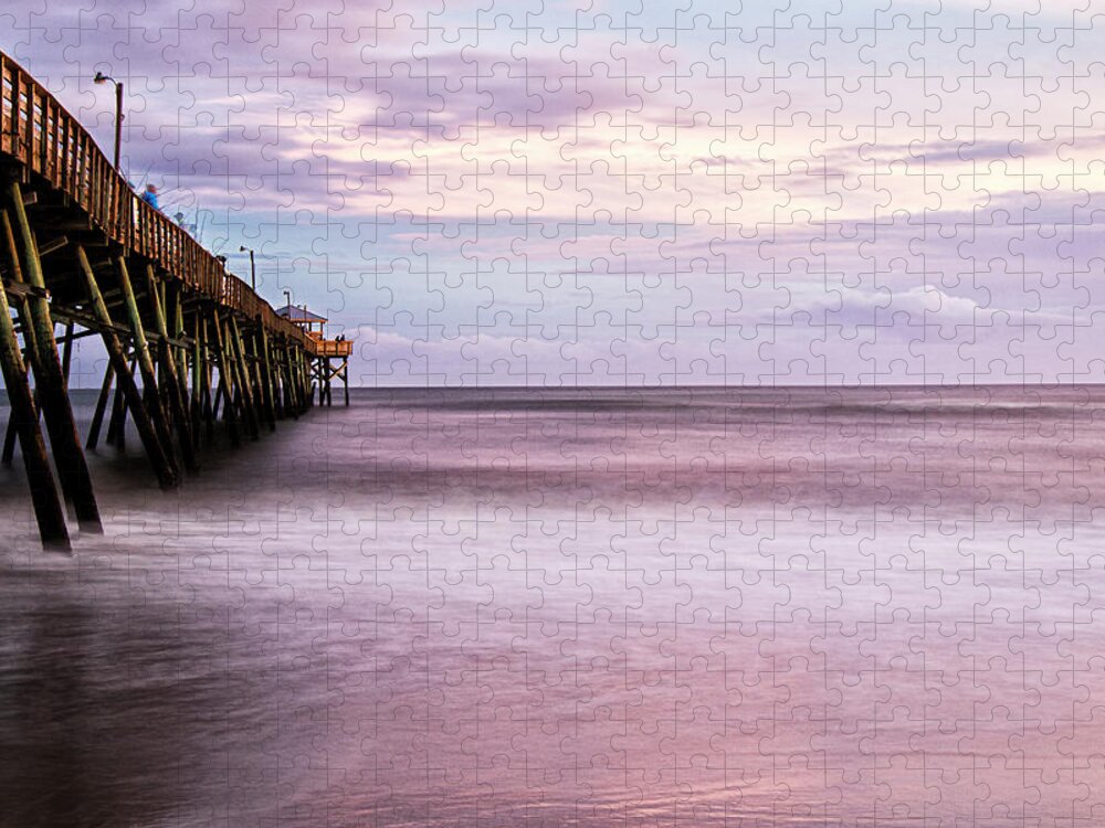 Oceanana Jigsaw Puzzle featuring the photograph Oceanana Fishing Pier at Sunset by Bob Decker