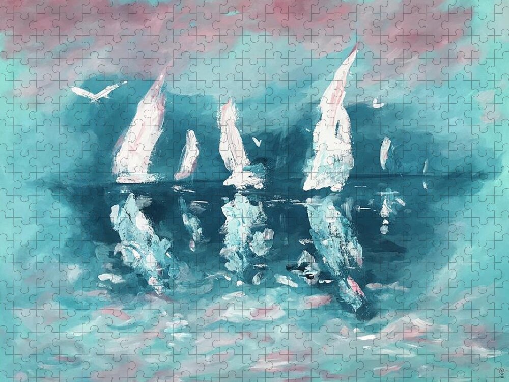 Art Jigsaw Puzzle featuring the painting Offshore by Deborah Smith
