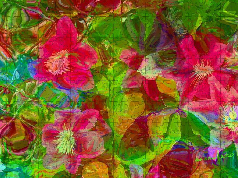 Digital Abstract Floral Flowers Jigsaw Puzzle featuring the digital art Oh the Color by Bob Shimer