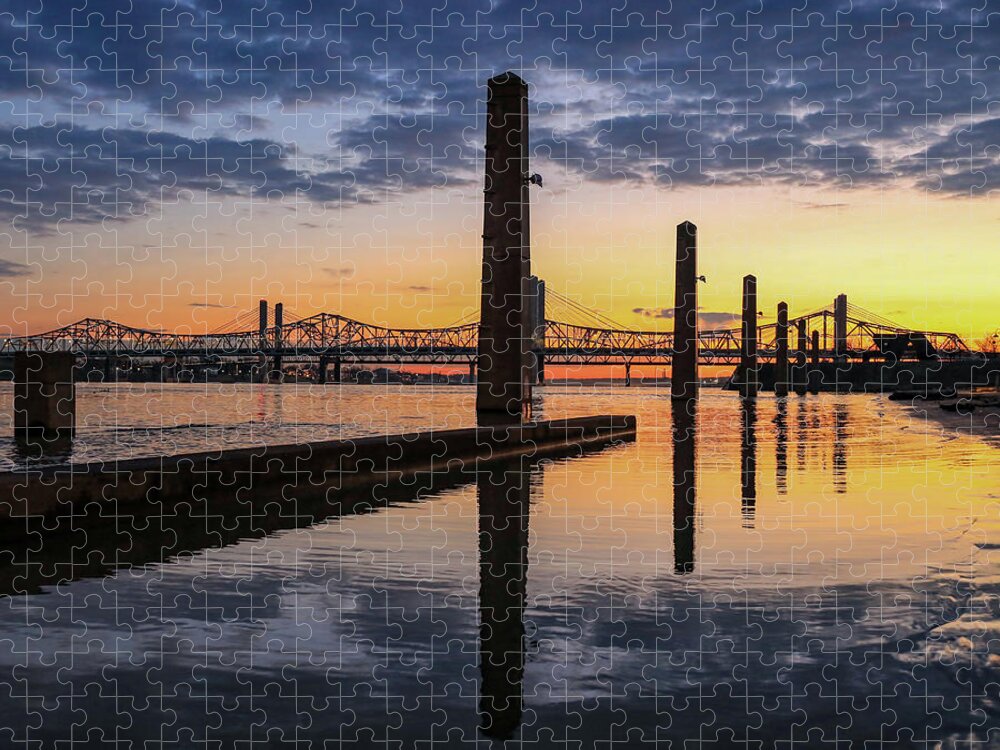 Louisville Dawn Jigsaw Puzzle featuring the photograph Ohio River Sunrise In Louisville by Dan Sproul