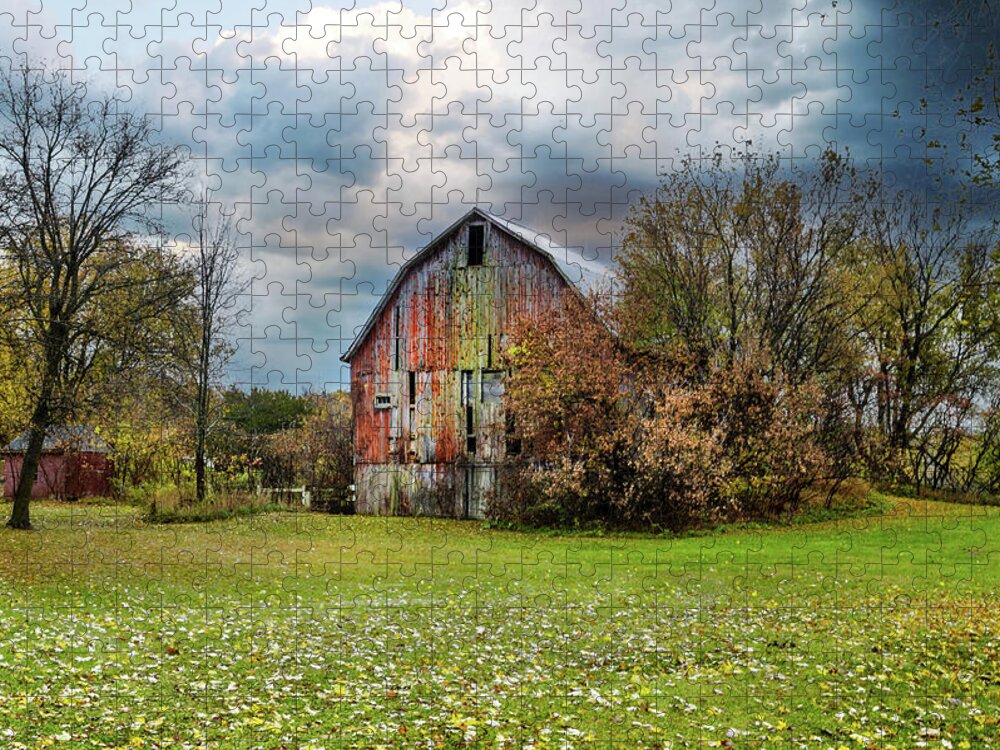 Northernmichigan Jigsaw Puzzle featuring the photograph Old Barn In Metamora DSC_0720 by Michael Thomas