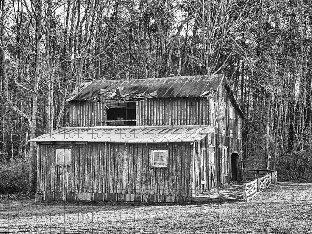 Barn Jigsaw Puzzle featuring the photograph Old Barn on Nine Mile Road - Newport North Carolina by Bob Decker