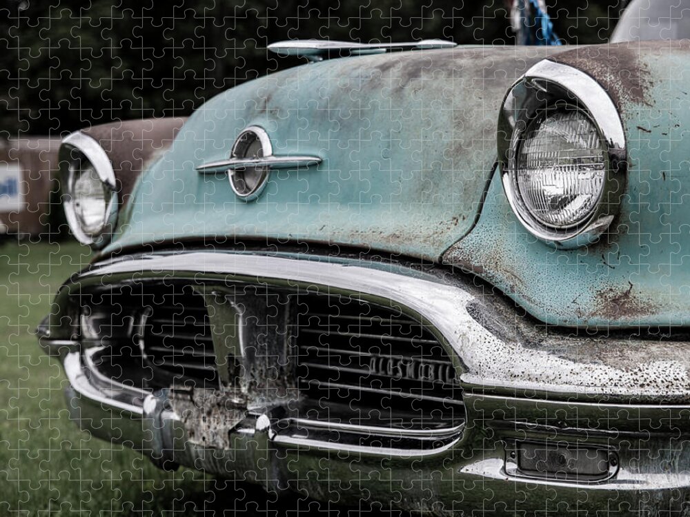Antique Car Jigsaw Puzzle featuring the photograph Old Blue by Regina Muscarella