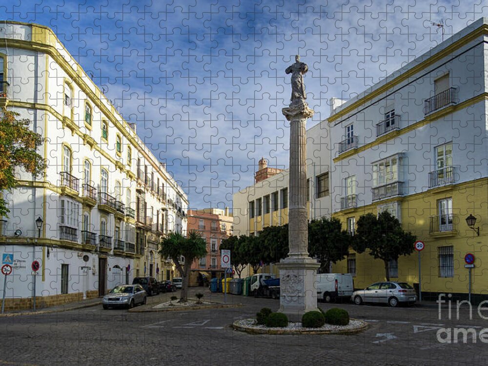 Seafront Jigsaw Puzzle featuring the photograph Old Cadiz Center Street Blue Sky Andalusia by Pablo Avanzini