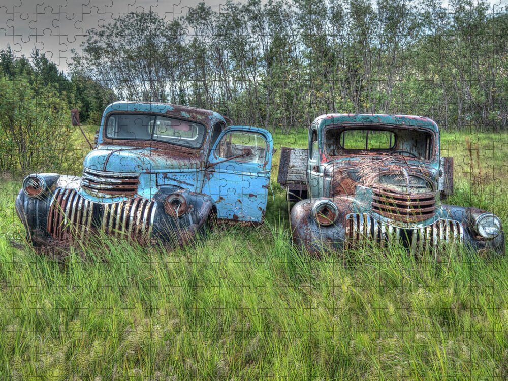 Ford Chevy Jigsaw Puzzle featuring the photograph Old Chevys in Iceland by Kristia Adams
