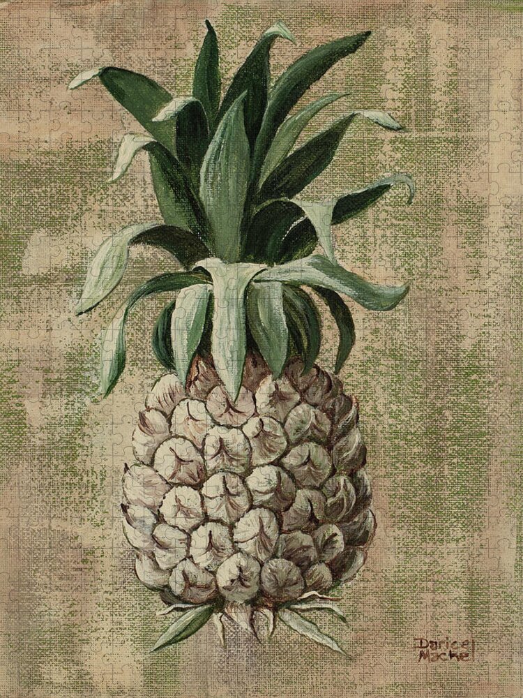 Pineapple Jigsaw Puzzle featuring the painting Old Fasion Pineapple 2 by Darice Machel McGuire