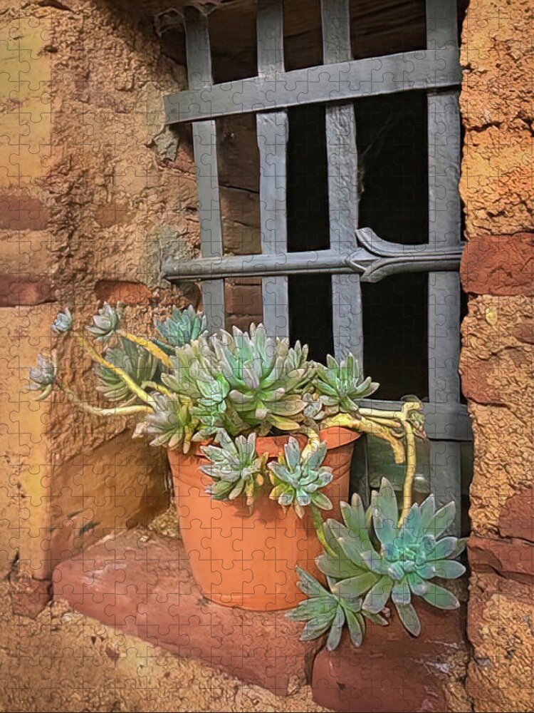 Tuscan Window Jigsaw Puzzle featuring the photograph Old Historic Tuscan Windowsill by Rebecca Herranen