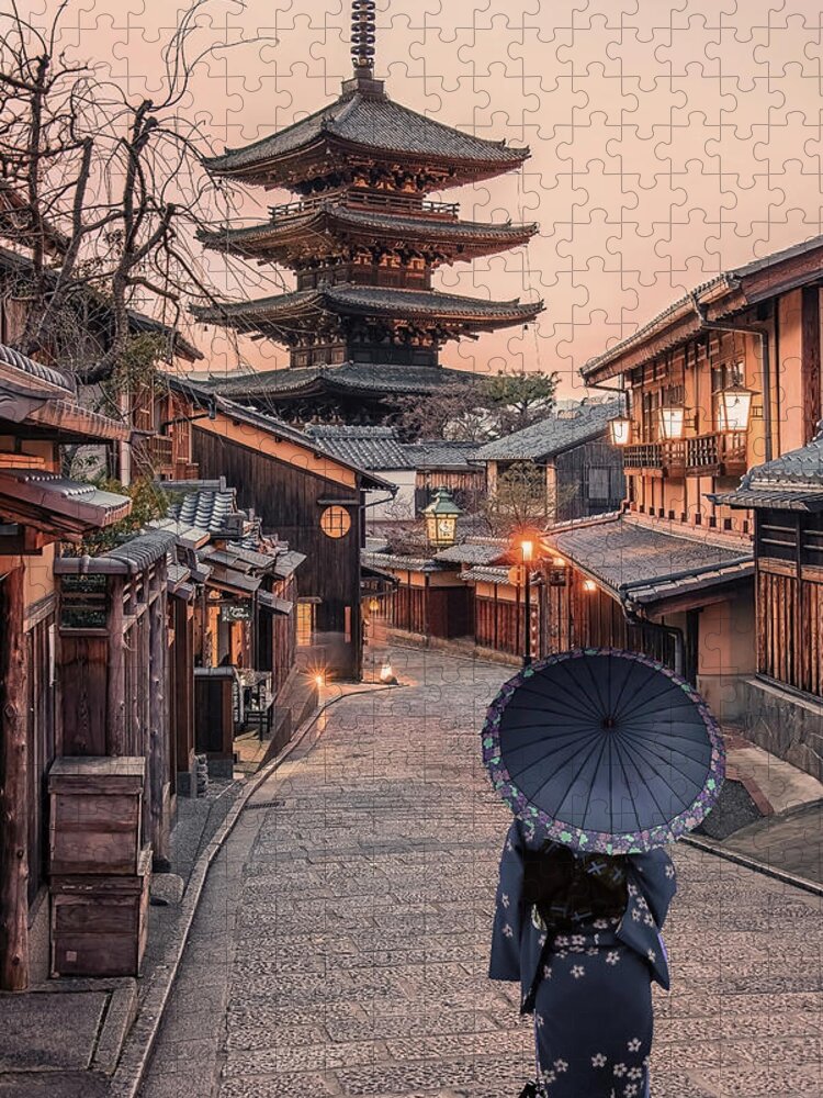 Ancient Jigsaw Puzzle featuring the photograph Old Kyoto by Manjik Pictures