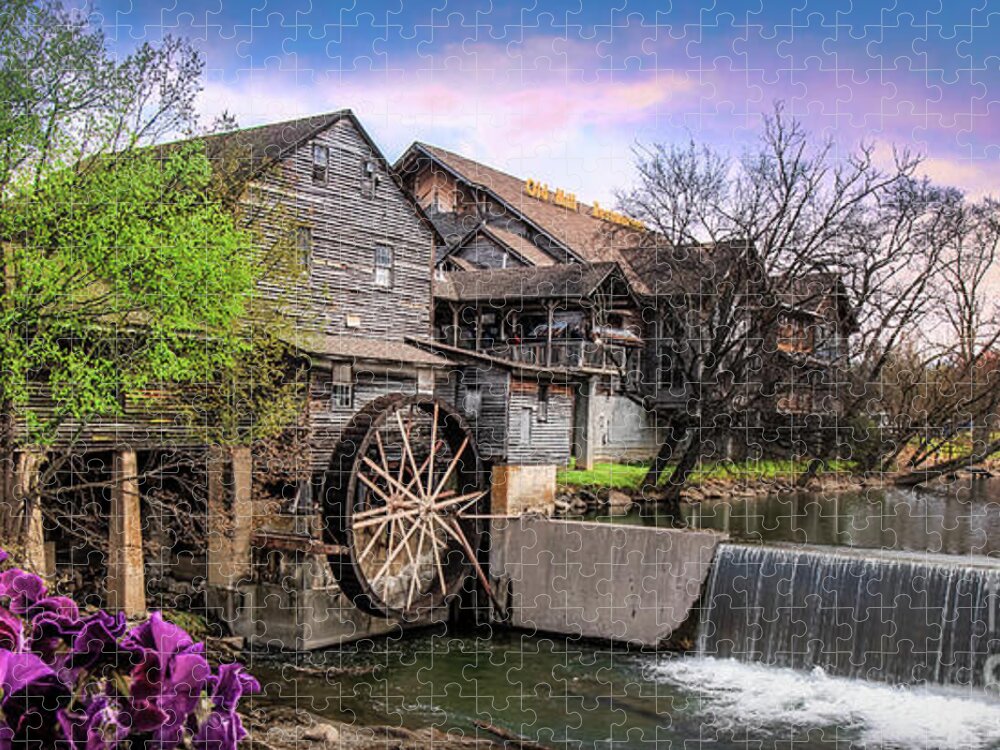 Mill Jigsaw Puzzle featuring the photograph Old Mill at Pigeon Forge at Sunset by Shelia Hunt
