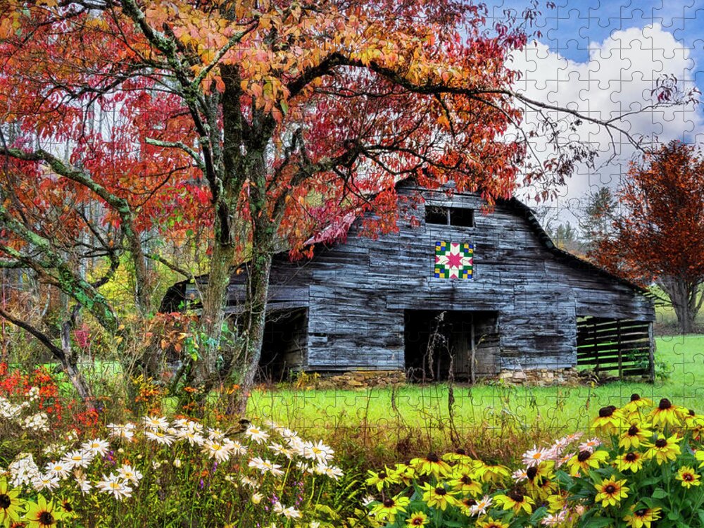 Andrews Jigsaw Puzzle featuring the photograph Old Smoky Mountain Barn by Debra and Dave Vanderlaan