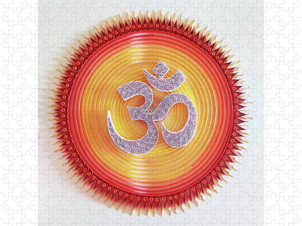 Om in Sun Mandala Jigsaw Puzzle