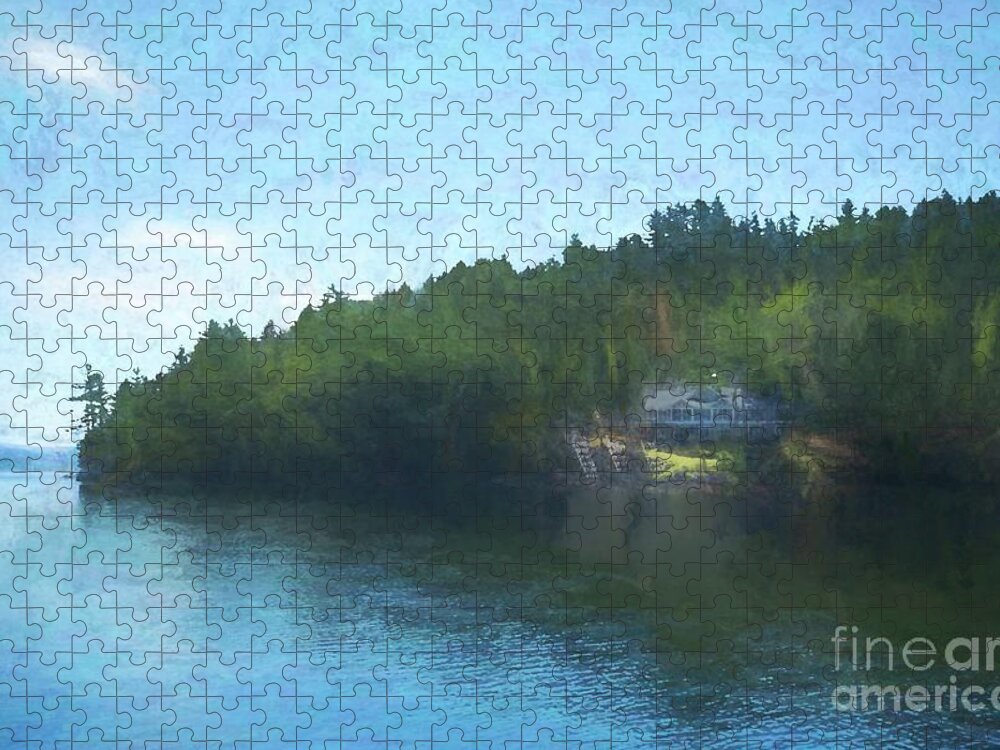 Lake Jigsaw Puzzle featuring the digital art On the edge of Paradise by Xine Segalas