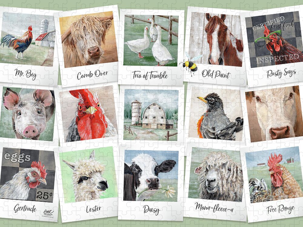 Farm Jigsaw Puzzle featuring the painting On the Farm by Annie Troe