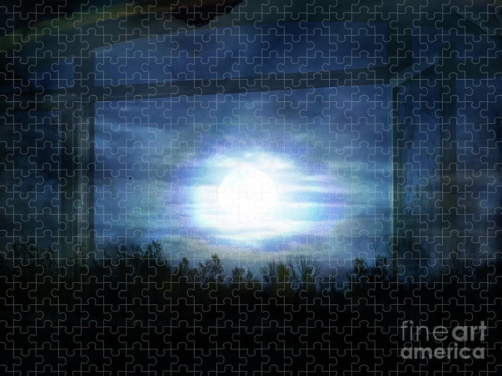 Full Moon Jigsaw Puzzle featuring the digital art Once Upon a Moonlit Night by Mimulux Patricia No
