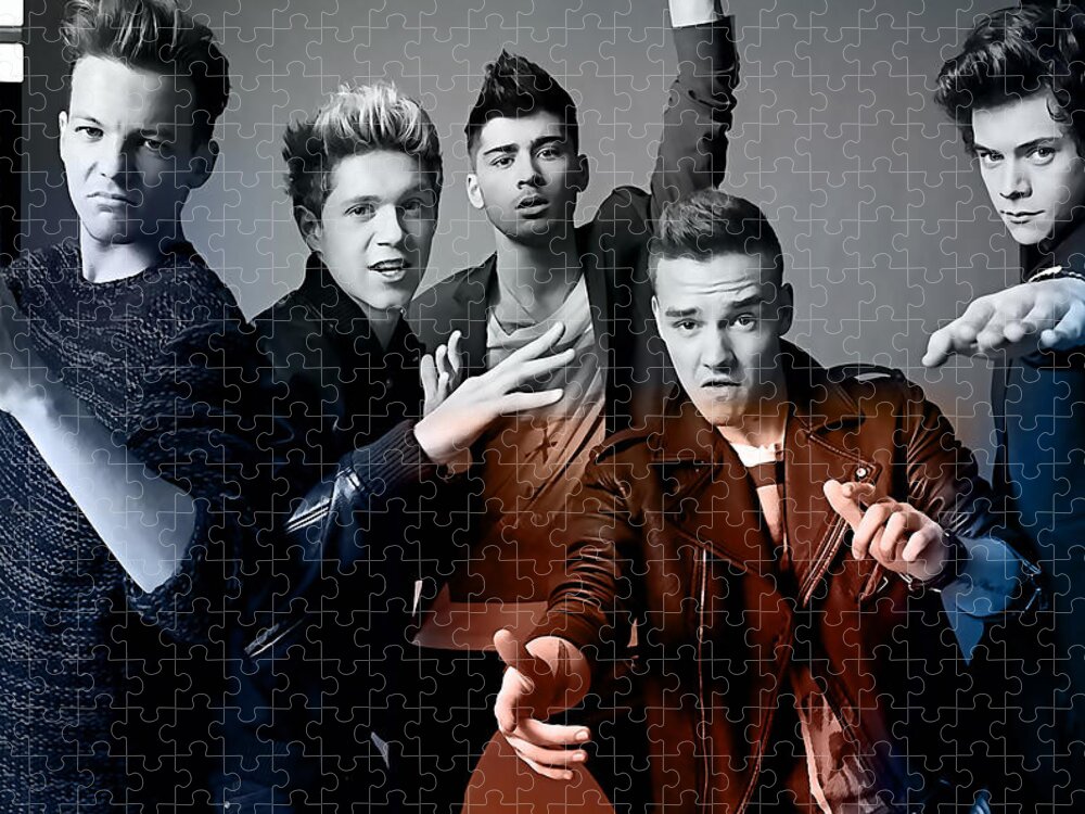 One Direction Digital Art Mixed Media Jigsaw Puzzle featuring the mixed media One Direction by Marvin Blaine