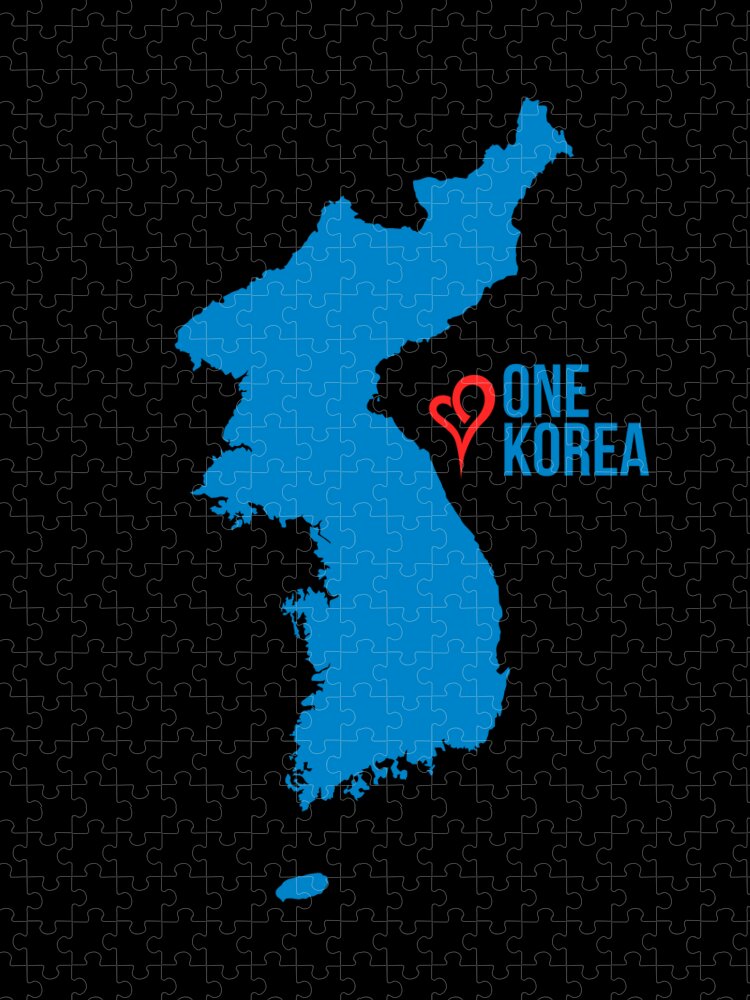 Funny Jigsaw Puzzle featuring the digital art One Korea Love Unification Flag by Flippin Sweet Gear