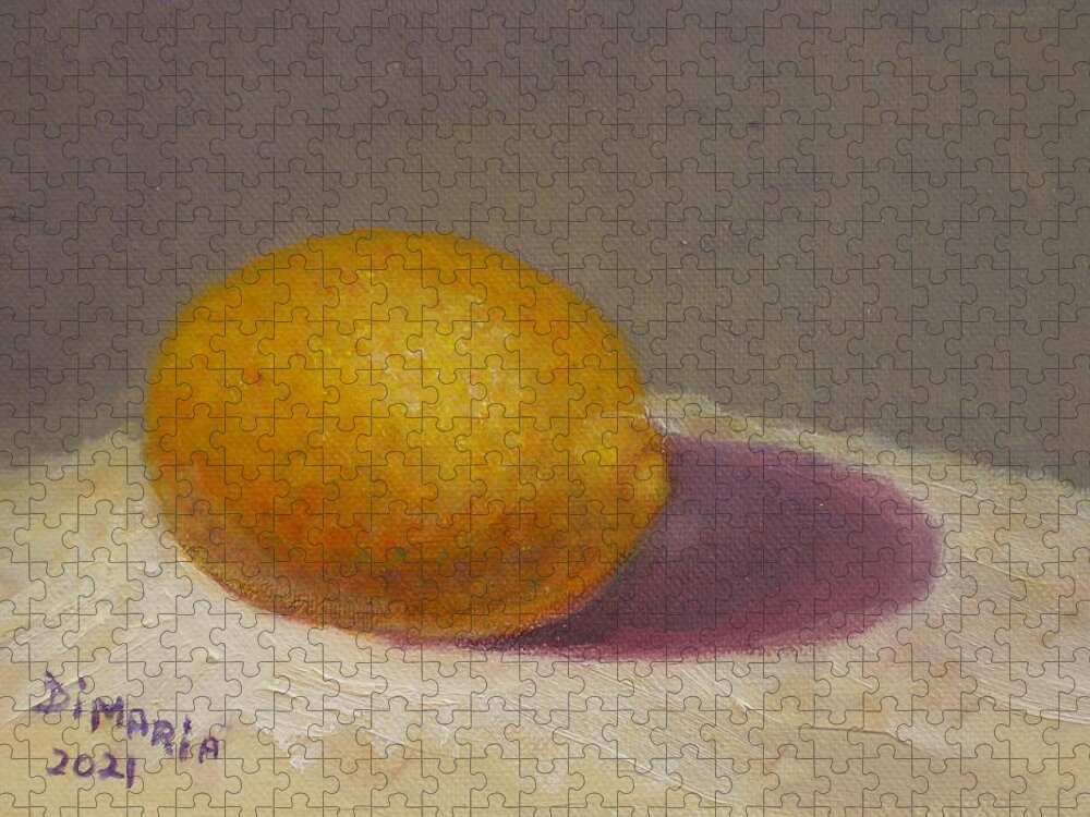 Realism Jigsaw Puzzle featuring the painting One Lemon on White Cloth by Donelli DiMaria