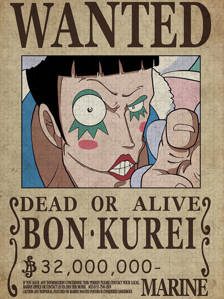 One Piece Wanted Poster - BON KUREI Jigsaw Puzzle by Niklas Andersen -  Pixels