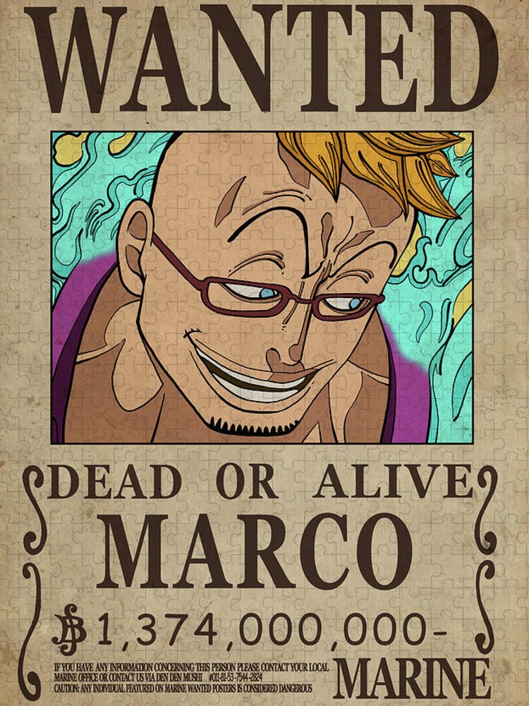 One Piece Wanted Poster - MARCO Jigsaw Puzzle by Niklas Andersen - Pixels