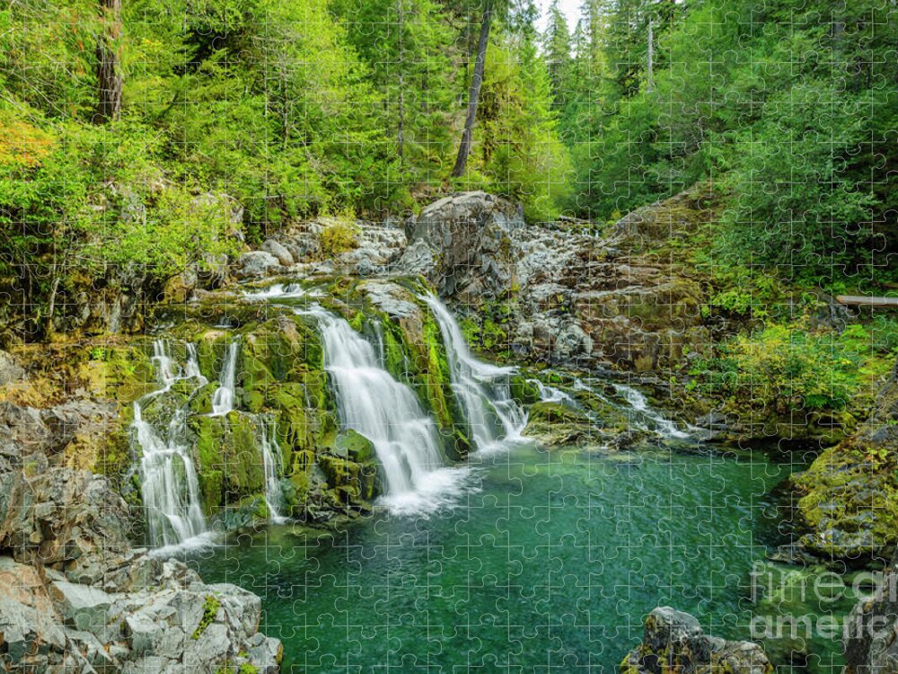 Opal Creek Falls Jigsaw Puzzle featuring the photograph Opal Creek Falls by Kristine Anderson