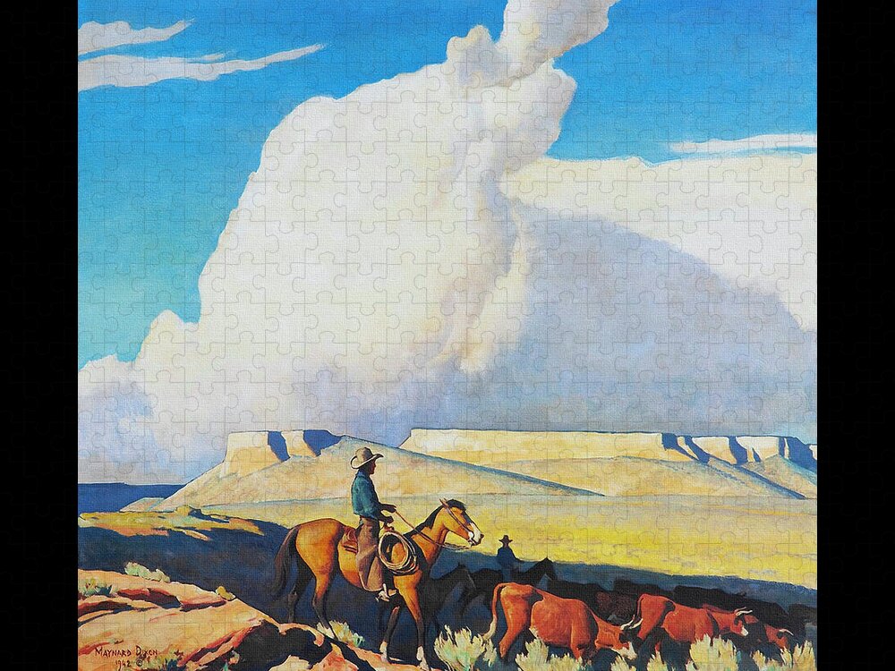 Open Range Jigsaw Puzzle featuring the painting Open Range by Maynard Dixon 1942 by Maynard Dixon