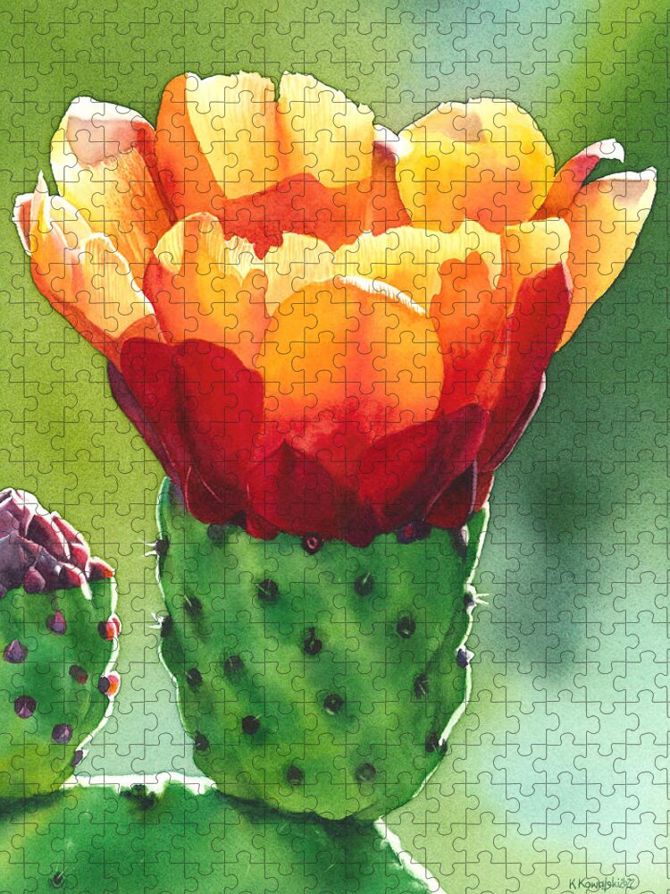 Opuntia Jigsaw Puzzle featuring the painting Opuntia by Espero Art