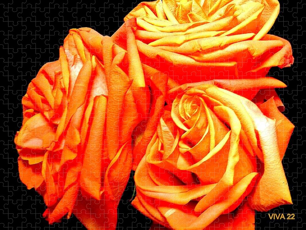 Orange Rose Jigsaw Puzzle featuring the photograph Orange Euphoria Rose by VIVA Anderson