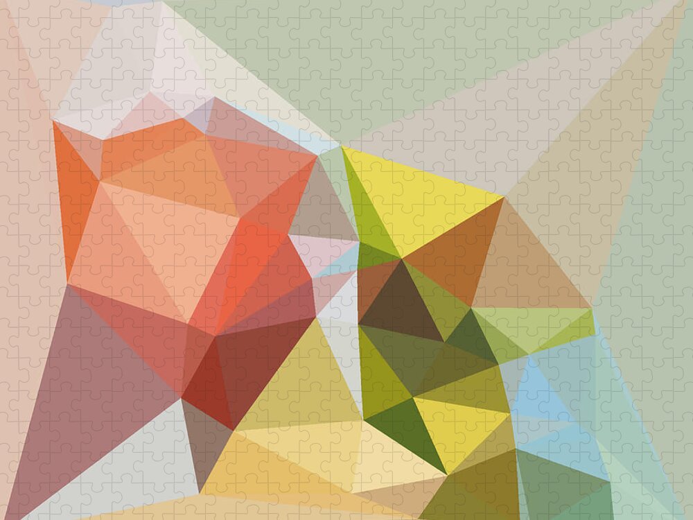 Orange Jigsaw Puzzle featuring the digital art Orange Fruit - Triangulation by Themayart