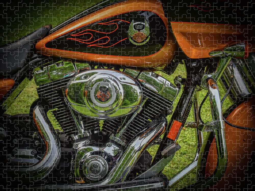 Harley Jigsaw Puzzle featuring the photograph Orange Harley by Michelle Wittensoldner