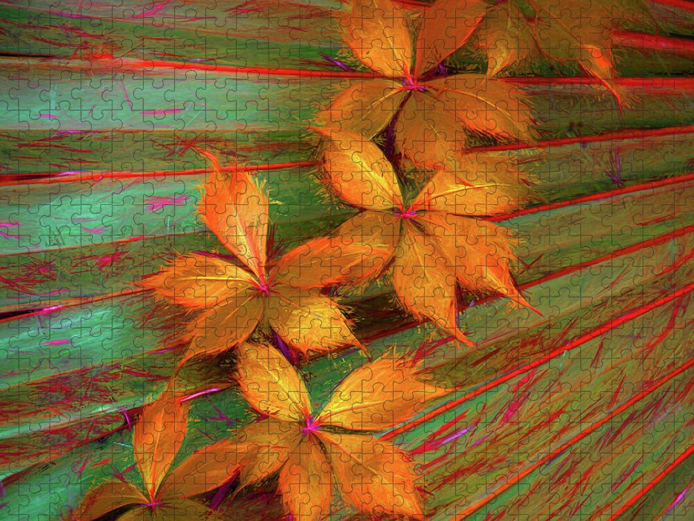 Ivy Jigsaw Puzzle featuring the mixed media Orange Ivy by Rosalie Scanlon