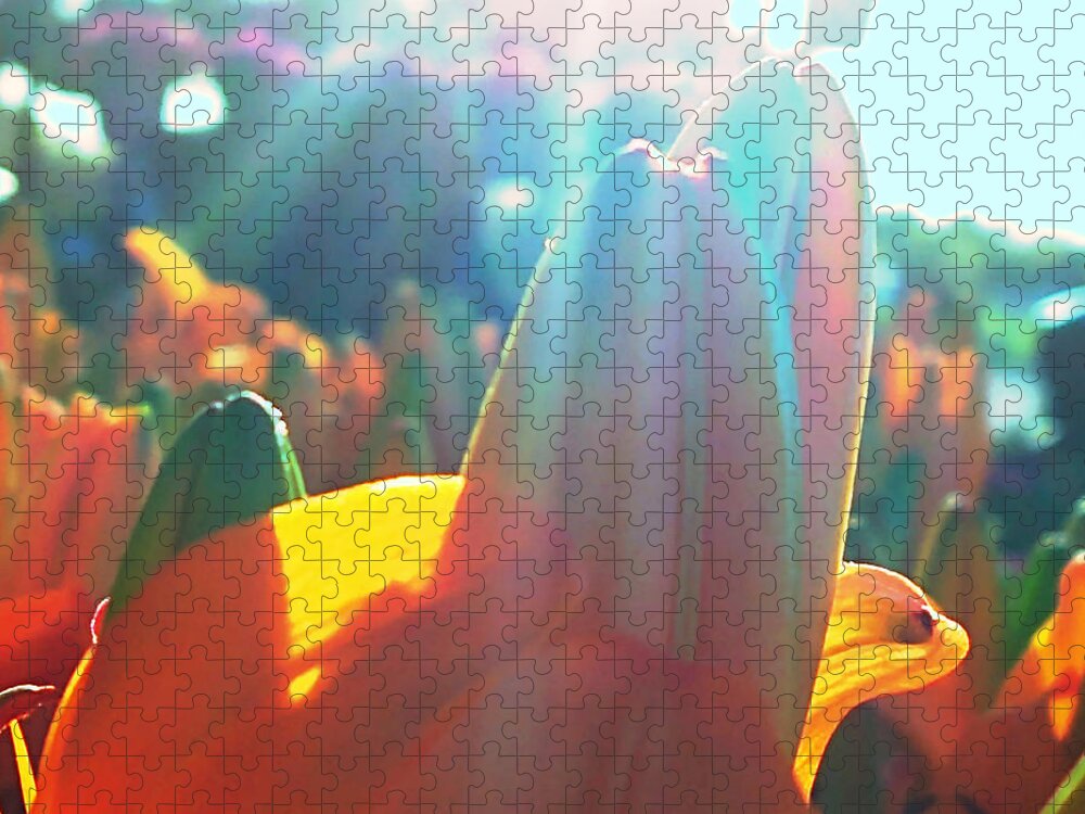 Orange Lily Closeup Jigsaw Puzzle featuring the digital art Orange Lily Sun Splash by Pamela Smale Williams