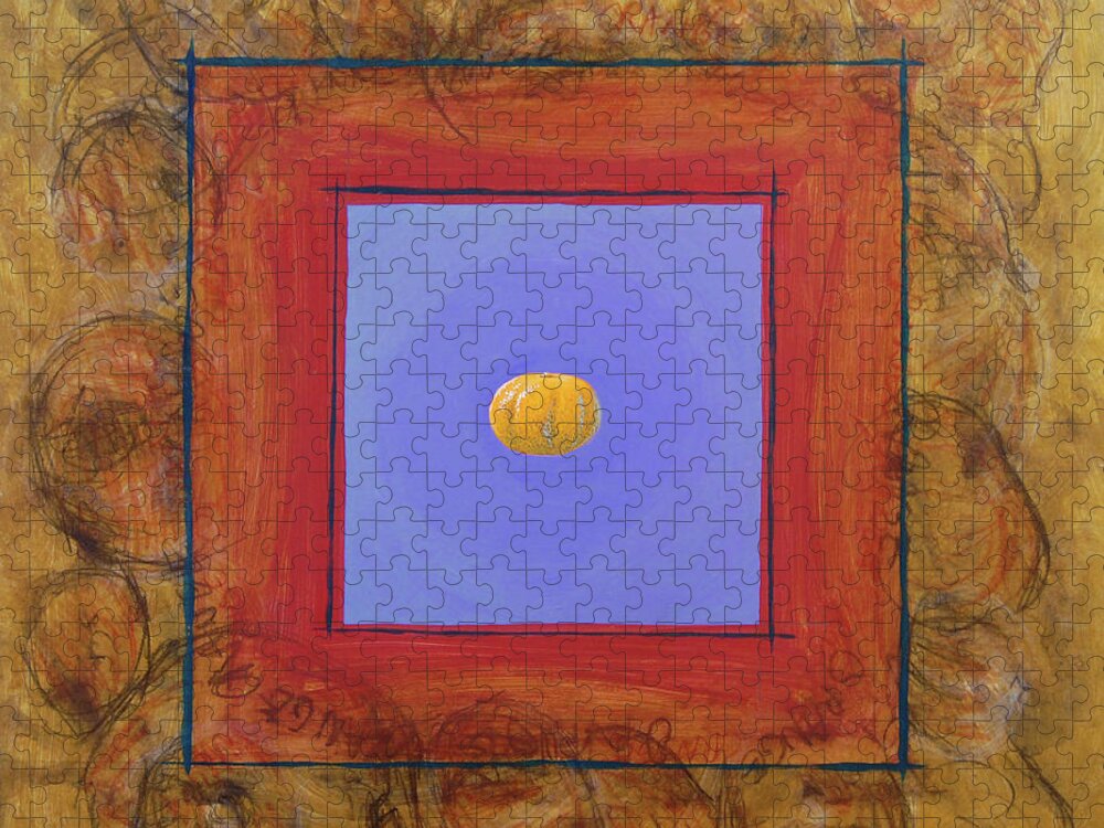 Floating Jigsaw Puzzle featuring the painting Orange Clementine Icon by Tim Murphy