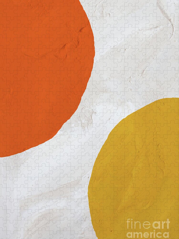 Abstract Painting Jigsaw Puzzle featuring the painting Orange, Yellow And White by Abstract Art