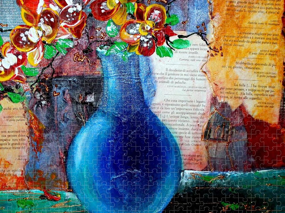 Orchid in a blue vase Jigsaw Puzzle by Valentina Manavska - Pixels