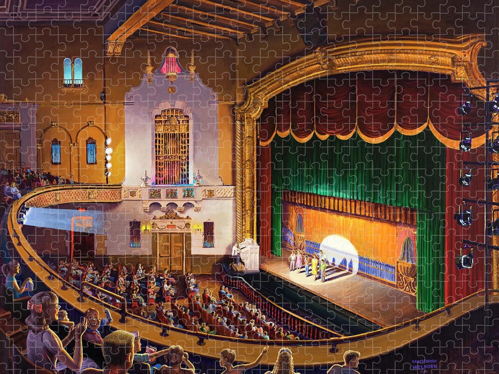 Jefferson Theatre Jigsaw Puzzle featuring the painting Organ Club - Jefferson by Randy Welborn