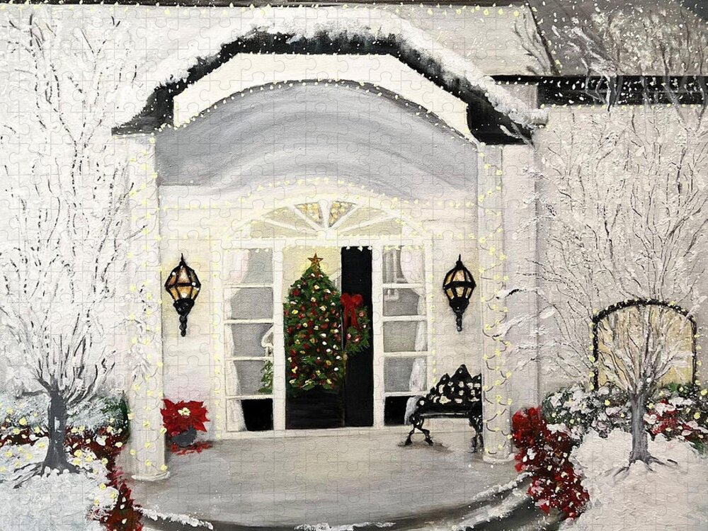 Home Jigsaw Puzzle featuring the painting Our Christmas Dreamhome by Juliette Becker