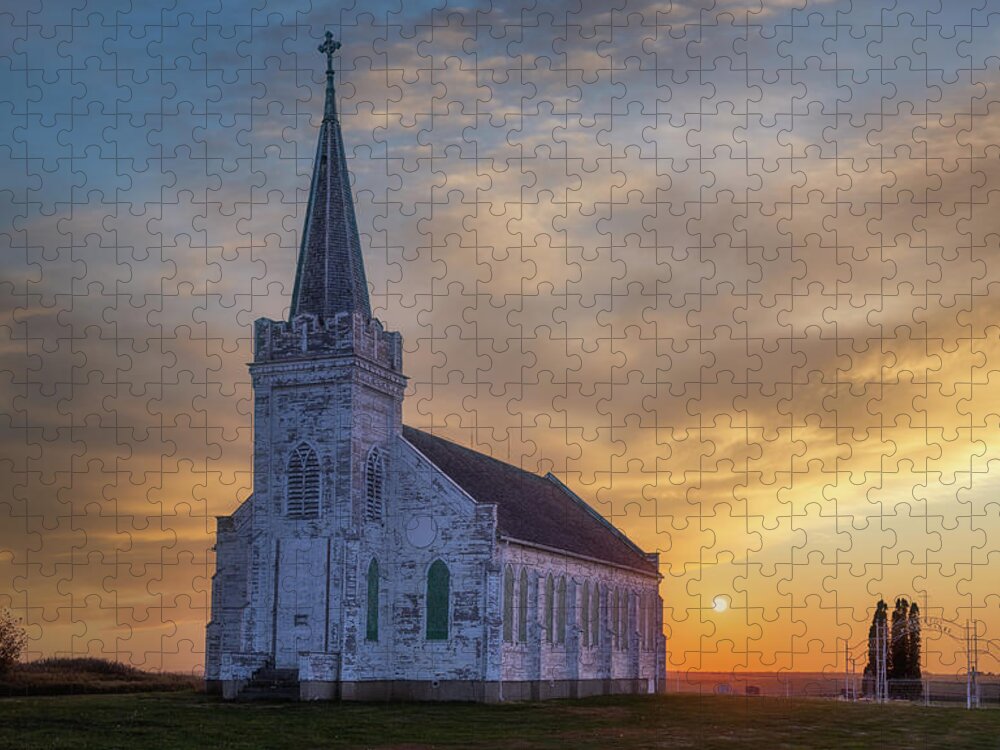 Nebraska Jigsaw Puzzle featuring the photograph Our Lady's Sunset by Darren White