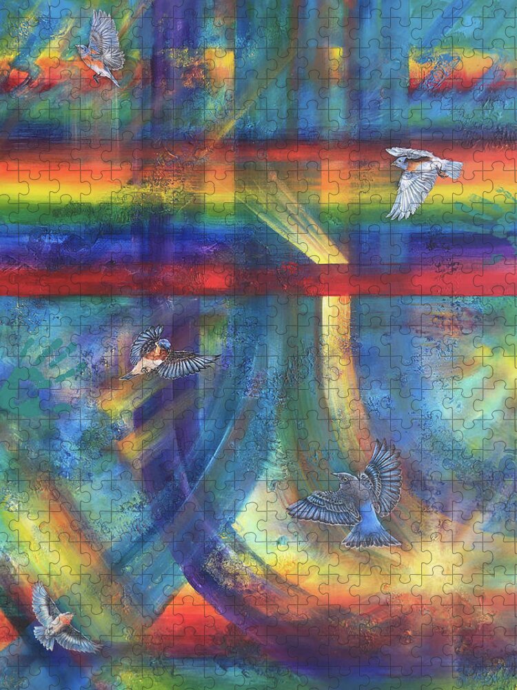 Rainbow Jigsaw Puzzle featuring the painting Over the Rainbow II by Pamela Kirkham