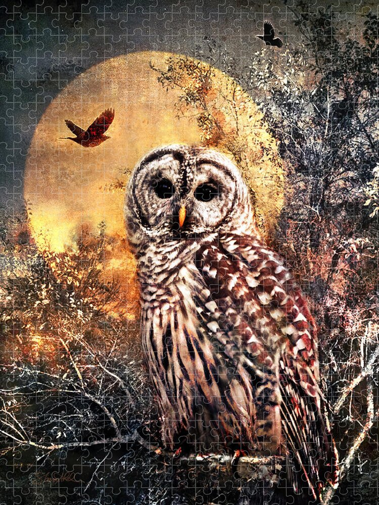 Photography Jigsaw Puzzle featuring the photograph Owl in Moonlight by Shara Abel