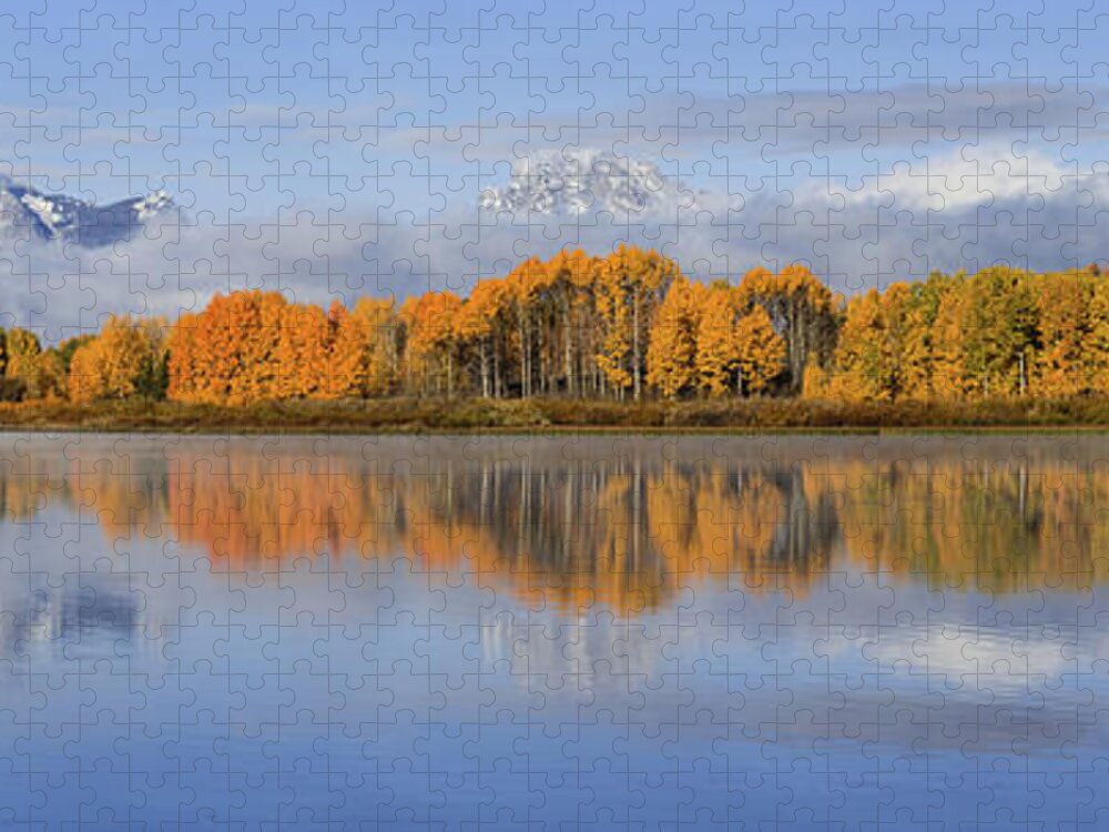 Oxbow Bend Jigsaw Puzzle featuring the photograph Oxbow Bend Pano by Wesley Aston